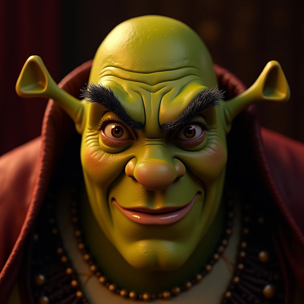 <lora:shrekdiffusion:0.8>, <lora:skullfacemakeup:1.00>, shrek with sklfc makeup, ogre, green skin, simple background || masterpiece, 8k, high resolution, shallow depth of field, sharp focus