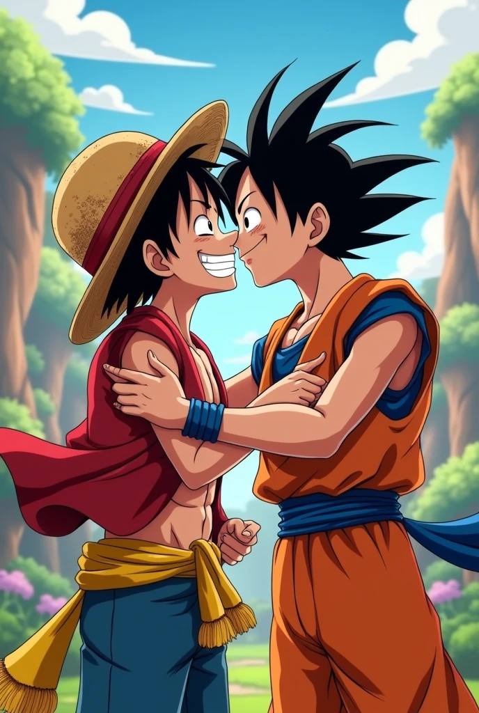 luffy kissing goku


