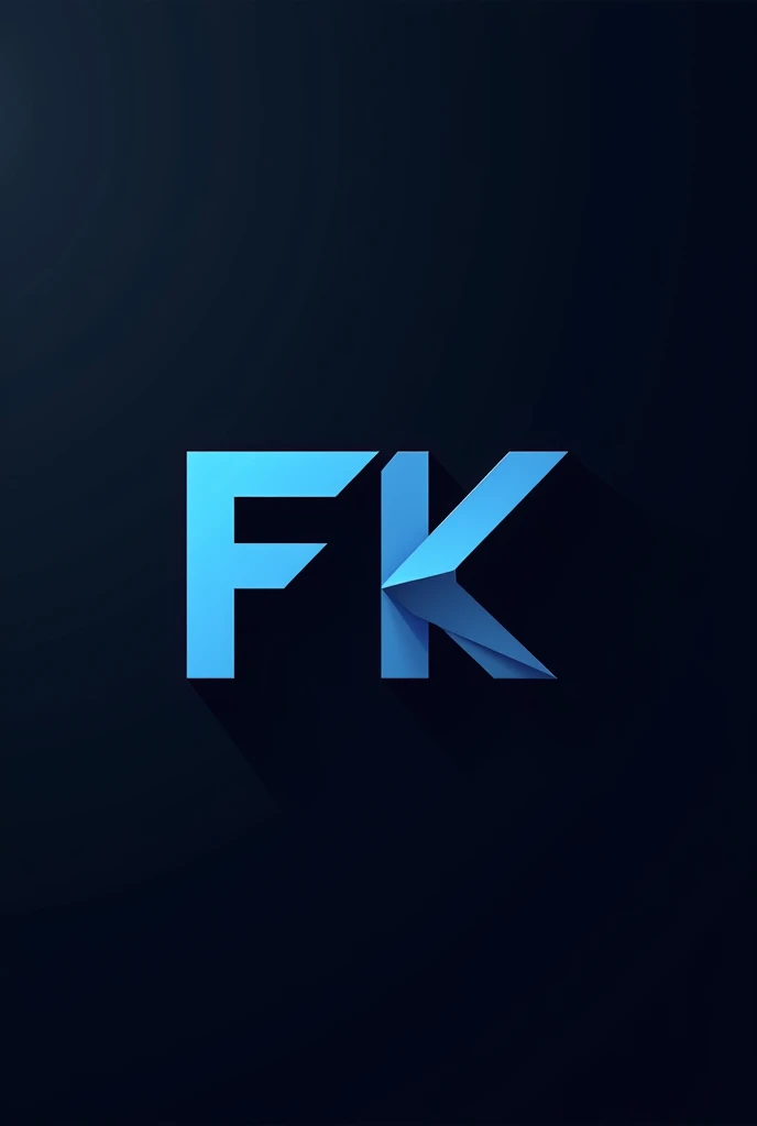 Create a black and blue logo containing the letters fk