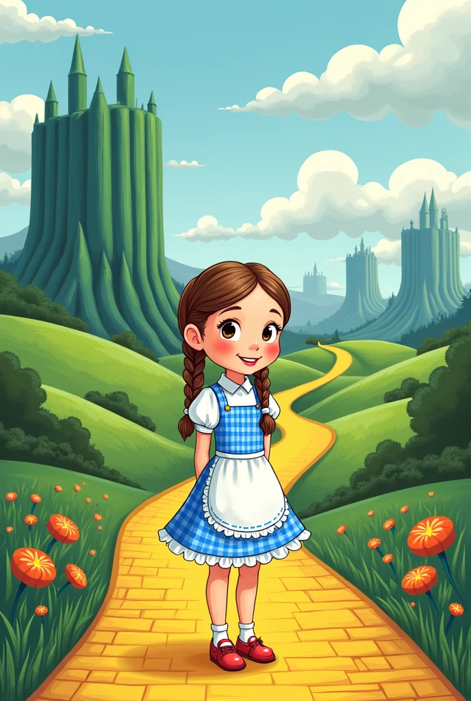 Dorothy Gale from The Magic of Oz cartoon style