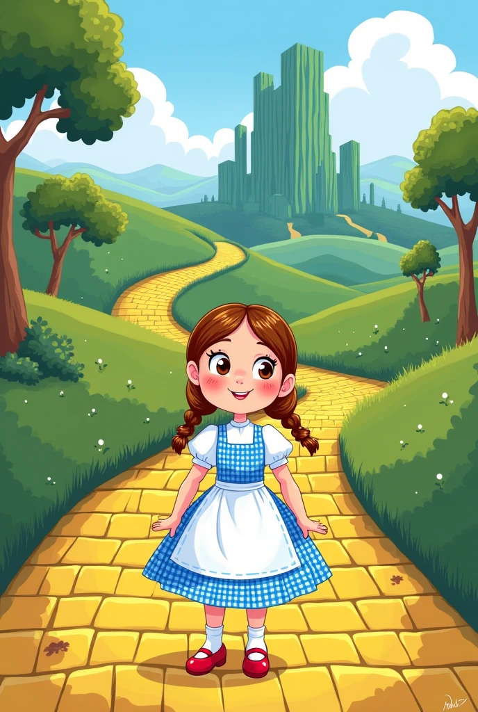 Dorothy Gale from The Magic of Oz cartoon style