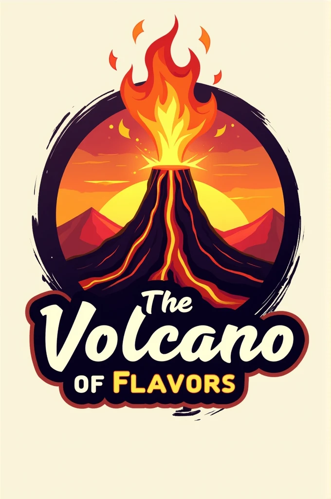 A fast food logo with this name The Volcano of Flavors