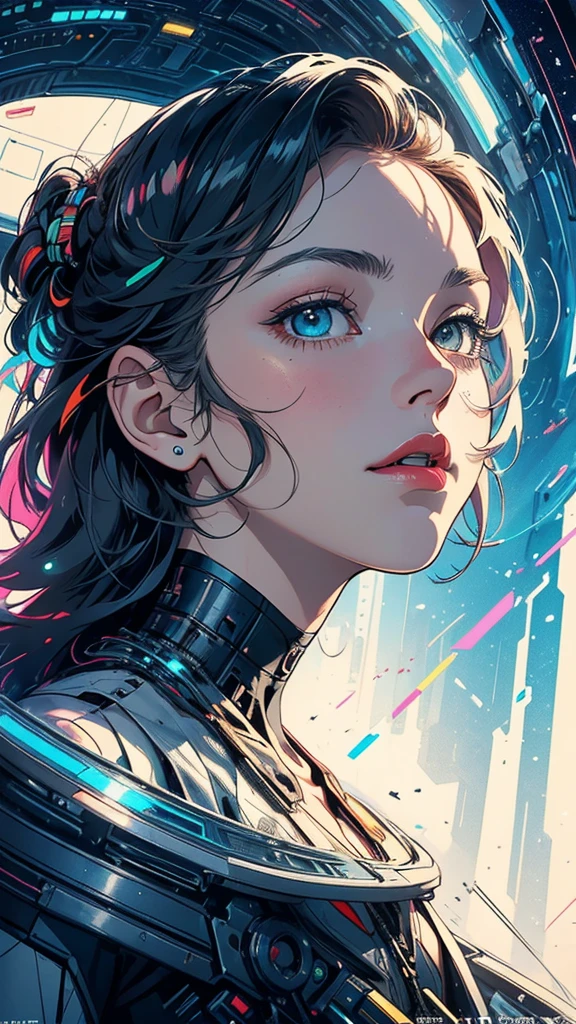 (((masterpiece, highest quality))),(((solo:1.2))),(((1girl:1.2))),32k wallpaper, very detailed, poster, vintage science fiction,(((((geometric cinematic movie poster))))), (bauhaus), shape,(((abstract))),(mid century modern),movie poster,(((((portfolio))))),(((((Close-up))))),(((((bust up))))),((((more various angle)))),(((highlight))),Vast landscape,((((heterochromia)))),(((complete. detailed face))),(((Extremely talented))),(((most complecated machine))),Colorful color scheme