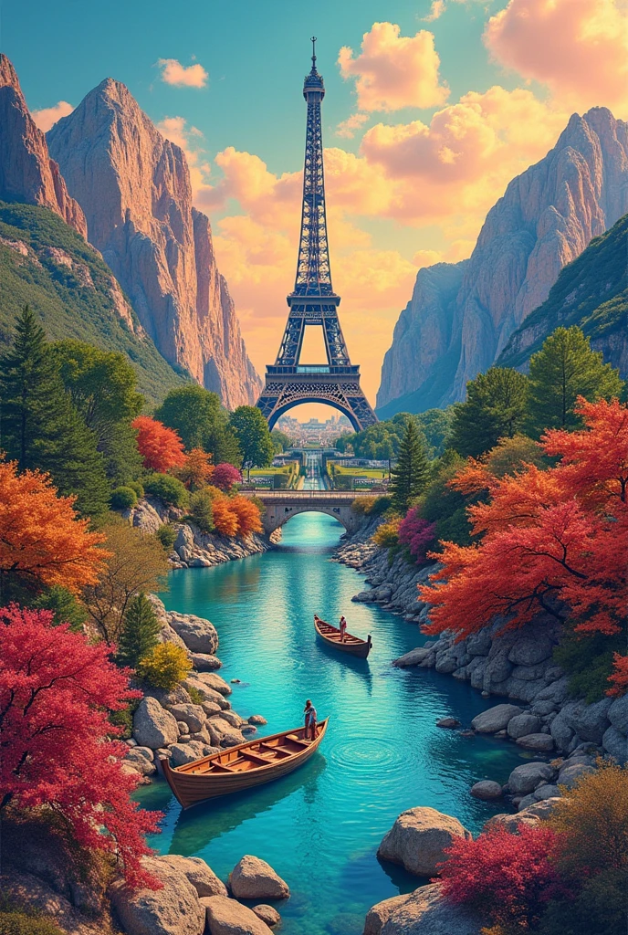 Create a color collage, wherever you see trips to countries, Canada, USA, Paris, etc... that looks stuffed.of beautiful images 