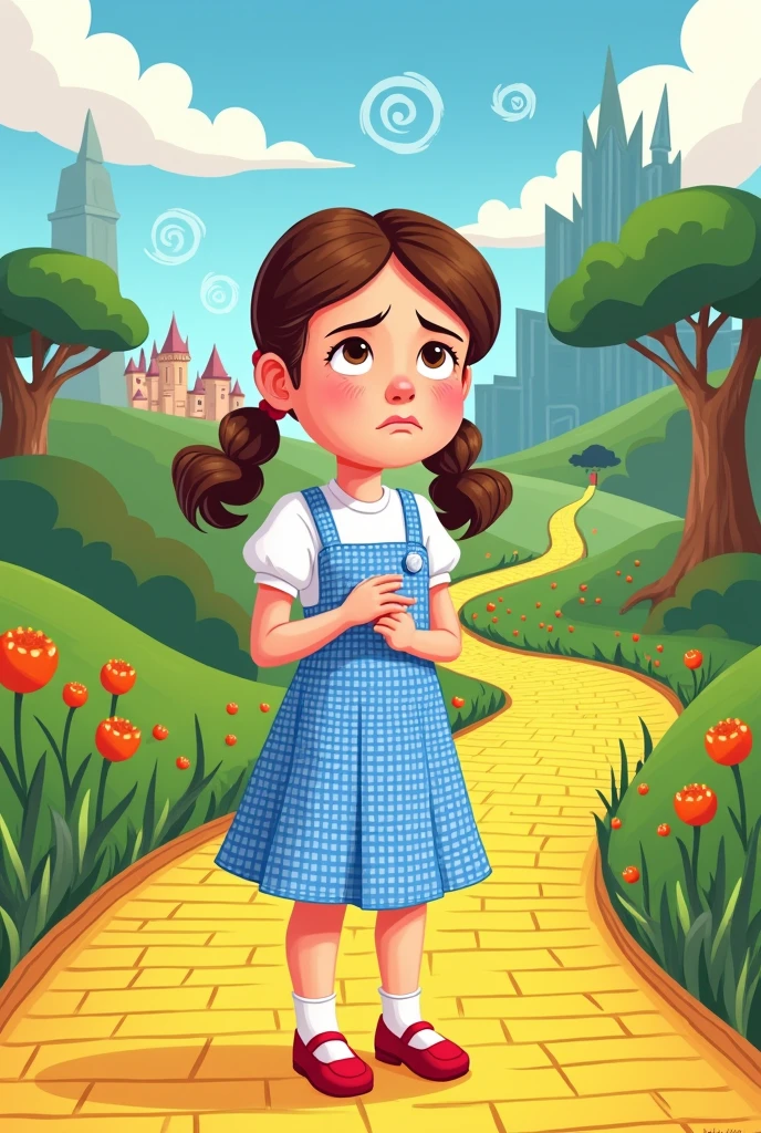 Dorothy confusa de O magico de Oz versao cartoon