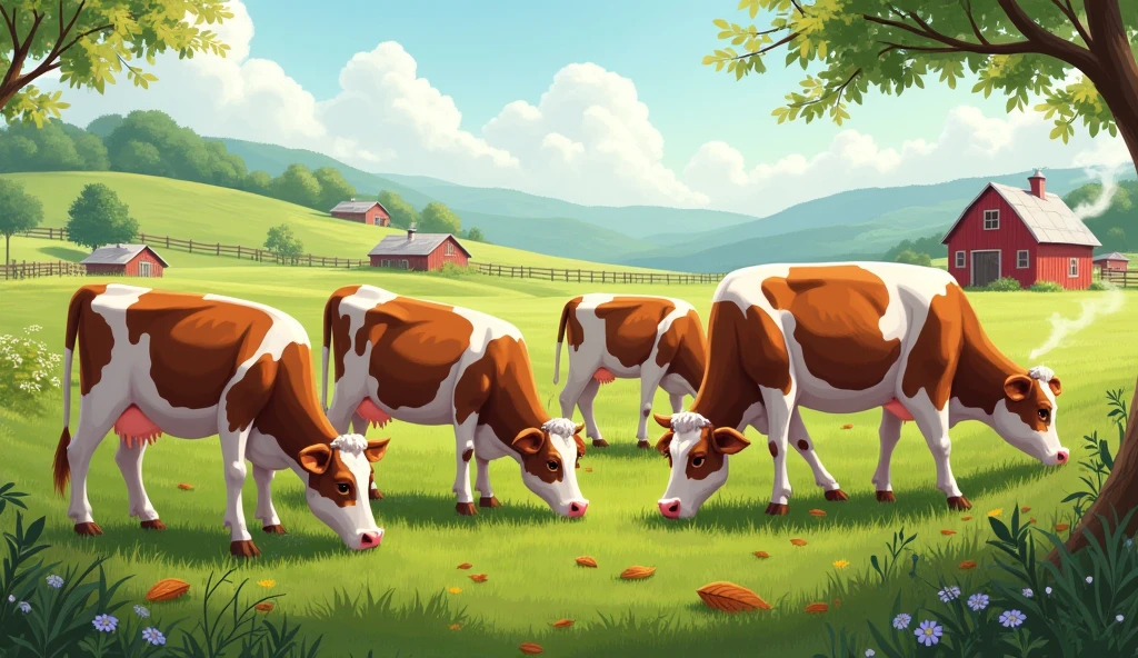 Cows grazing on a farm 