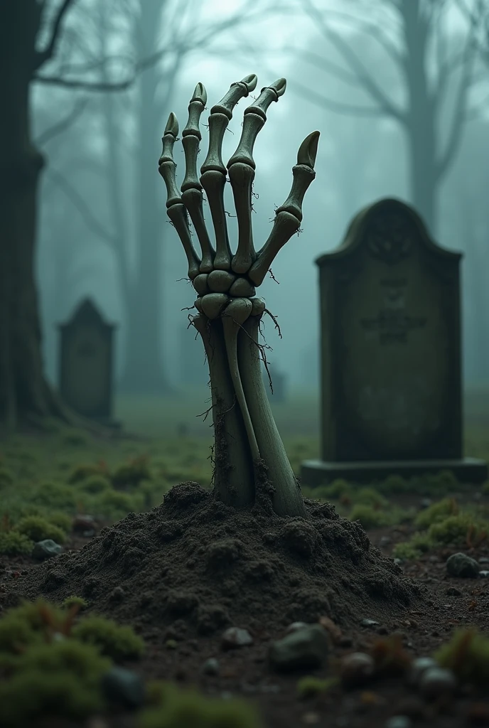 A hand coming out of a grave