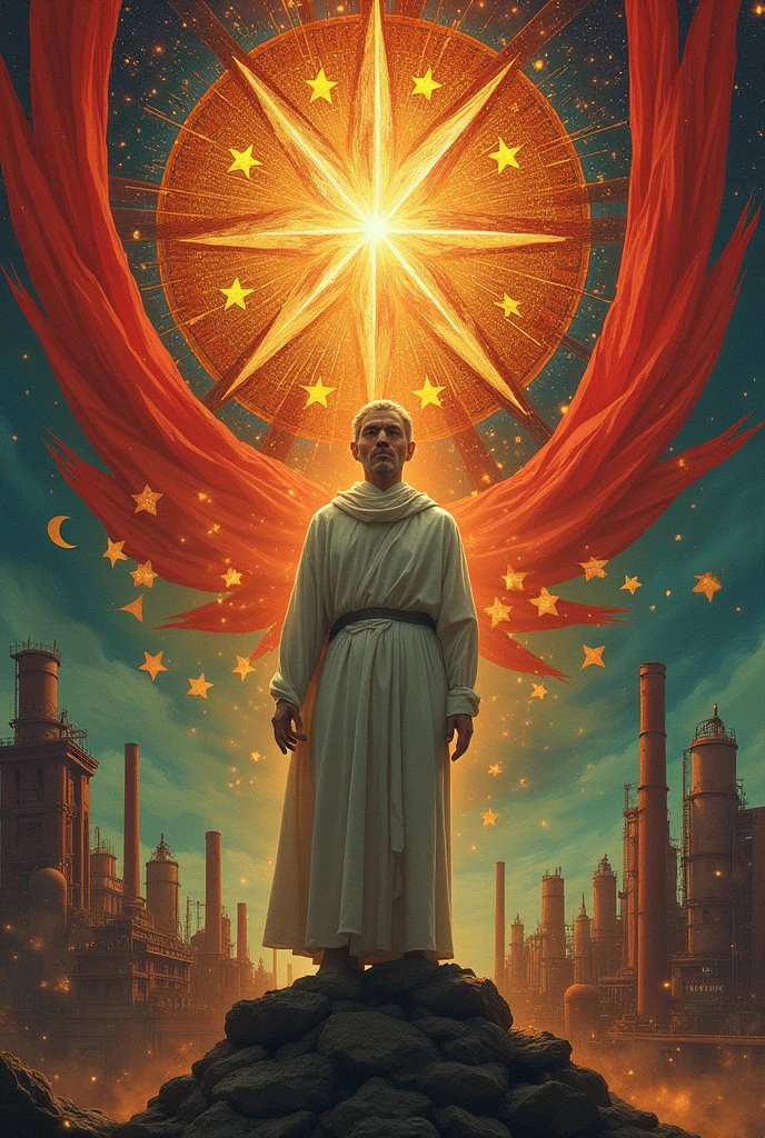 the gospel according to communism create an image based on the cover of açan kardek&#39;s book 
 