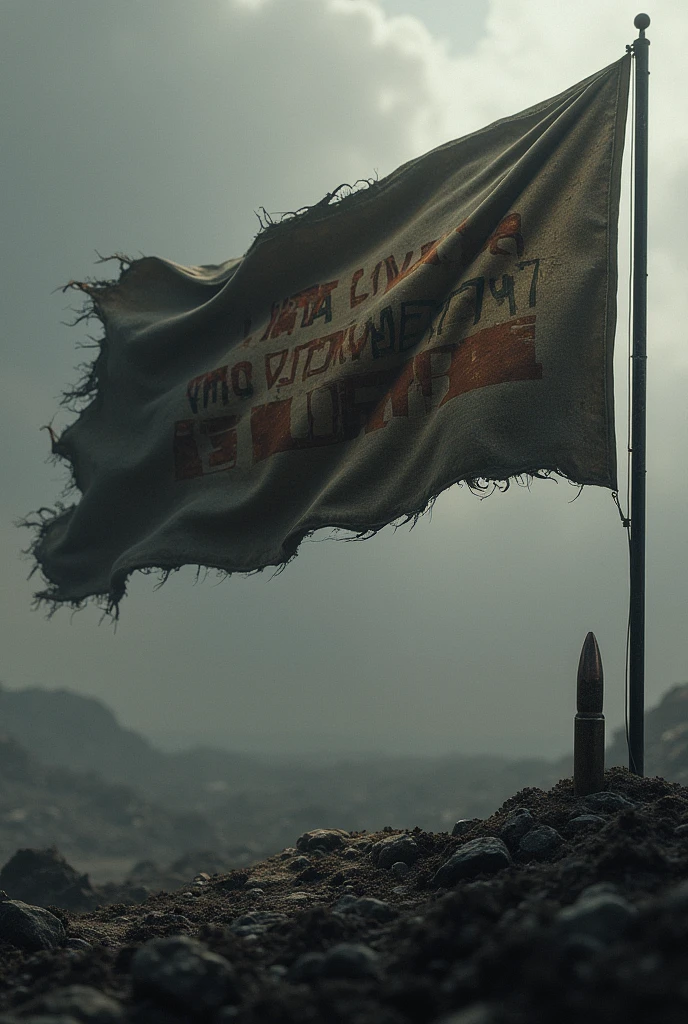 War flag and 556 bullet thrown on the ground , on the flag written VISTA LINDA 013.
By : KAGE