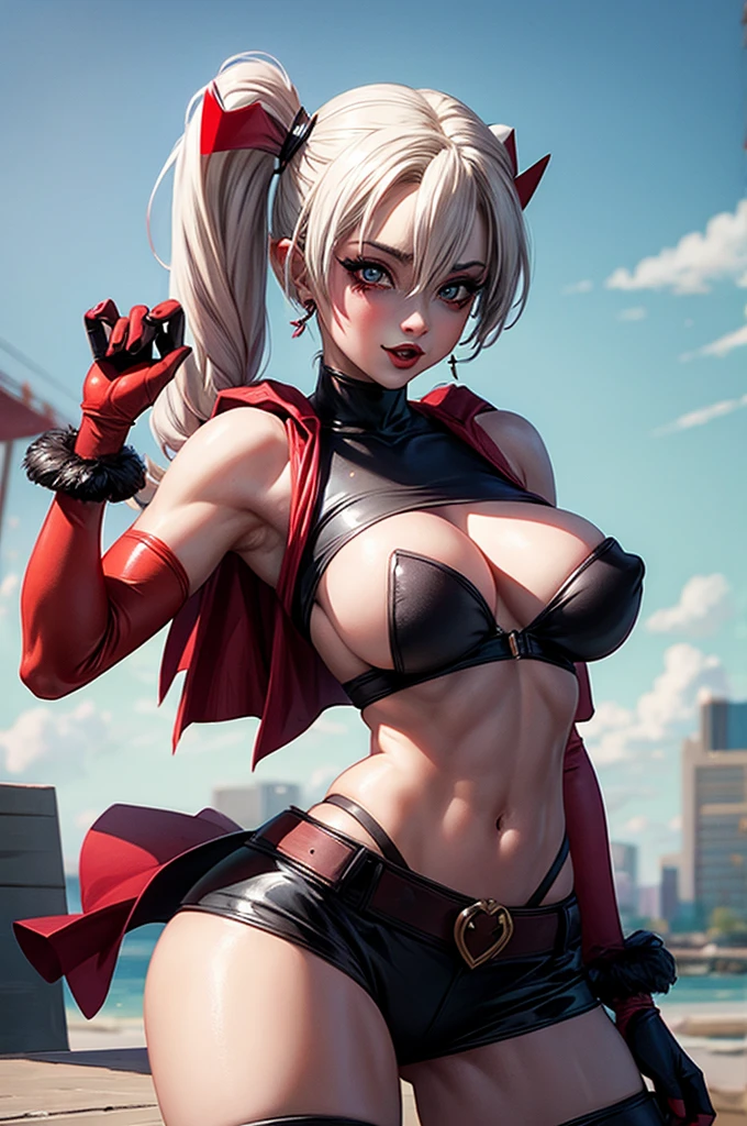 Harley quinn, massive breasts, pointy nipples