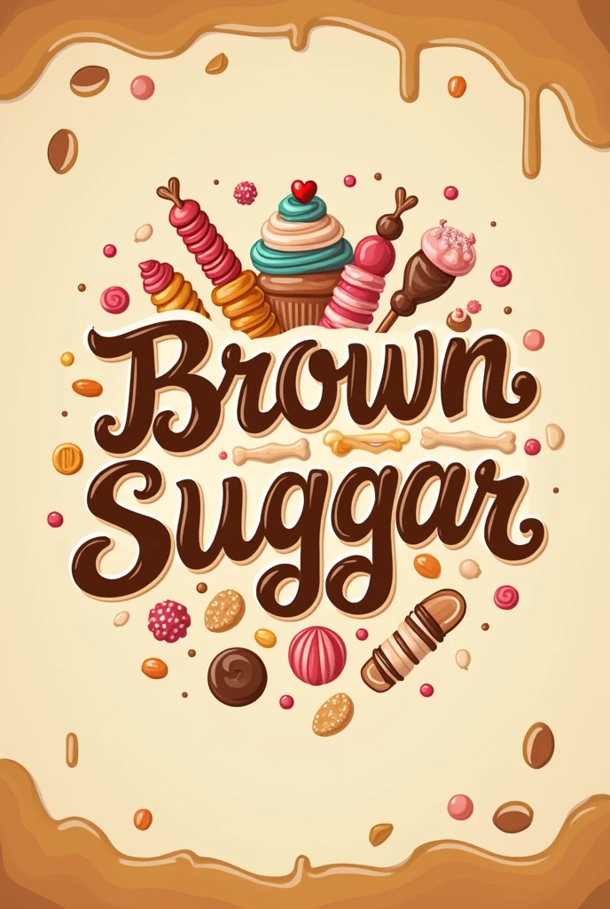 Logo of a candy store that bears the name "Brown Suggar" in different styles