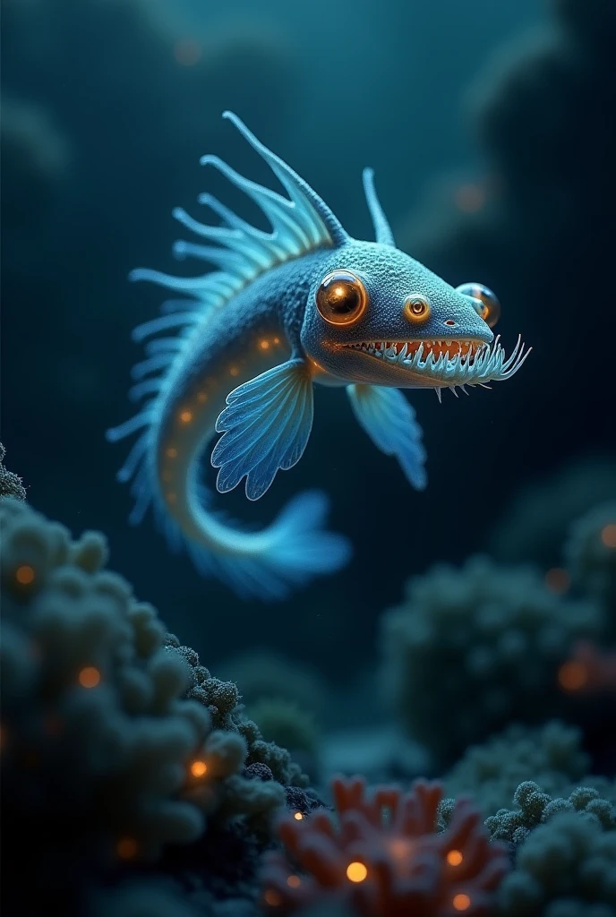bioluminescent anglerfish, deep sea creature, underwater scene, glowing lights, bioluminescent lights, glowing tentacles, ethereal atmosphere, serene ocean environment, beautiful lighting effects, stunning visual, fantastical underwater world, glowing sea life, dramatic lighting, photorealistic, hyper detailed, 8k, highly realistic, cinematic lighting, vibrant colors, mesmerizing, magical realism