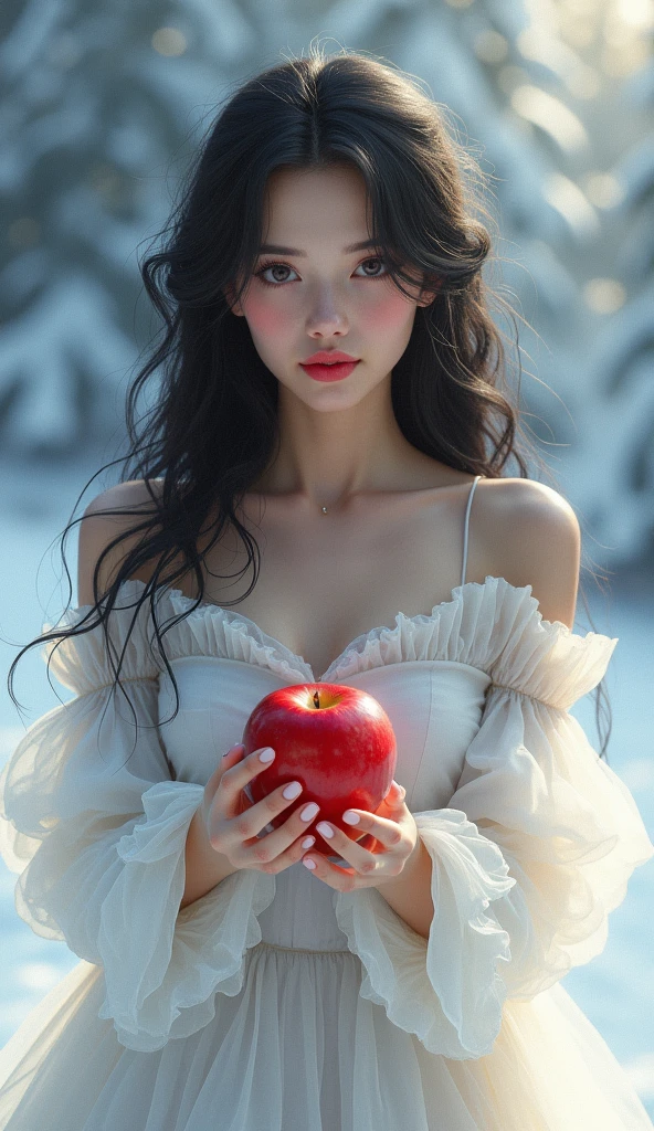 Very beautiful Snow White, whole body, have a apple