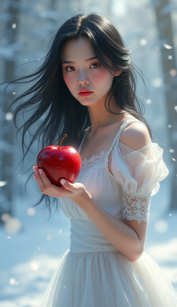 Very beautiful Snow White, whole body, have a apple