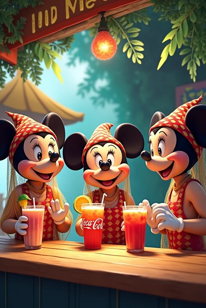 create a Disney themed cafeteria cover with the name of the three mosquito nets selling coke and mixed everything Brazilian written sell mixed and coke