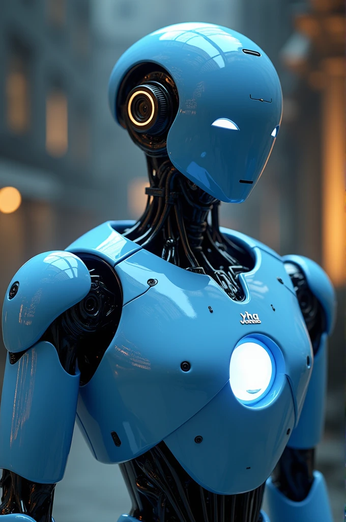 ((best quality)), ((masterpiece)), (detailed), blue ai robot with fashionable clothes
Show his chest with the logo of a light bulb and the word Adonis.