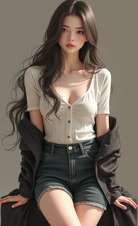 solo, Long Hair, Gaze, chest, Open your mouth a little, 