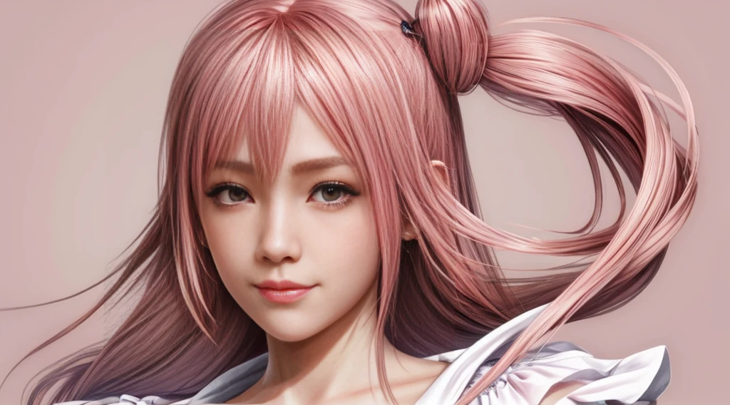 pink hair，Honoka, close up, Face, portrait, Hungry and sexy look, Add to_detail:1