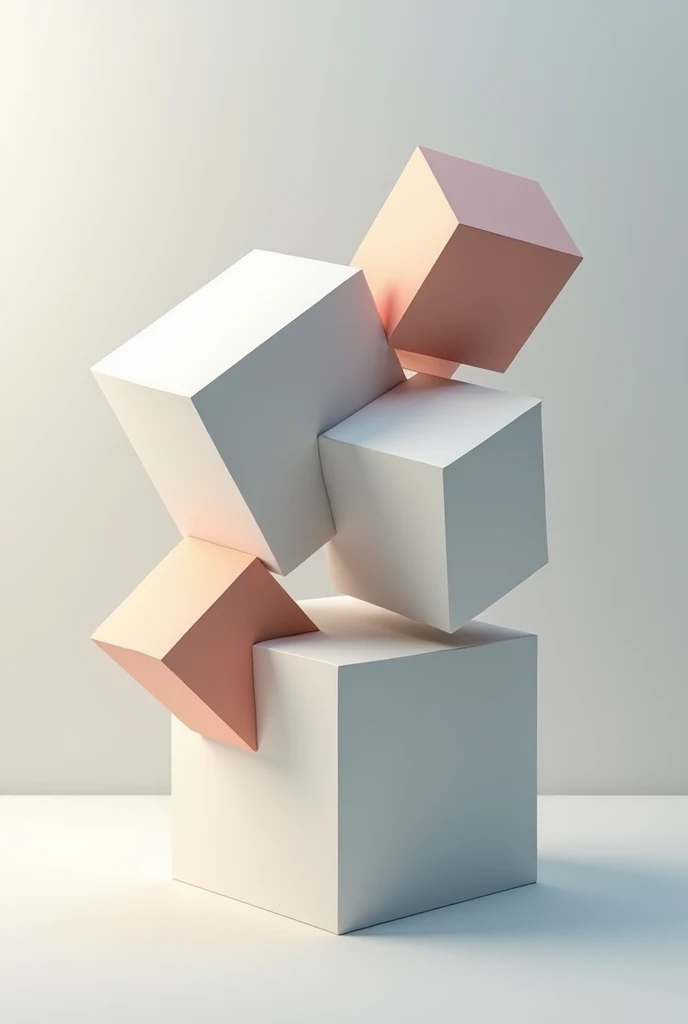 Create a compositional work from a cube where, when divided, an interaction is generated between the two or more elements.