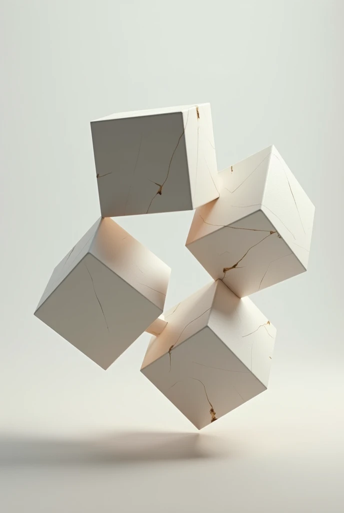 Create a compositional work from a cube where, when divided, an interaction is generated between the two or more elements.