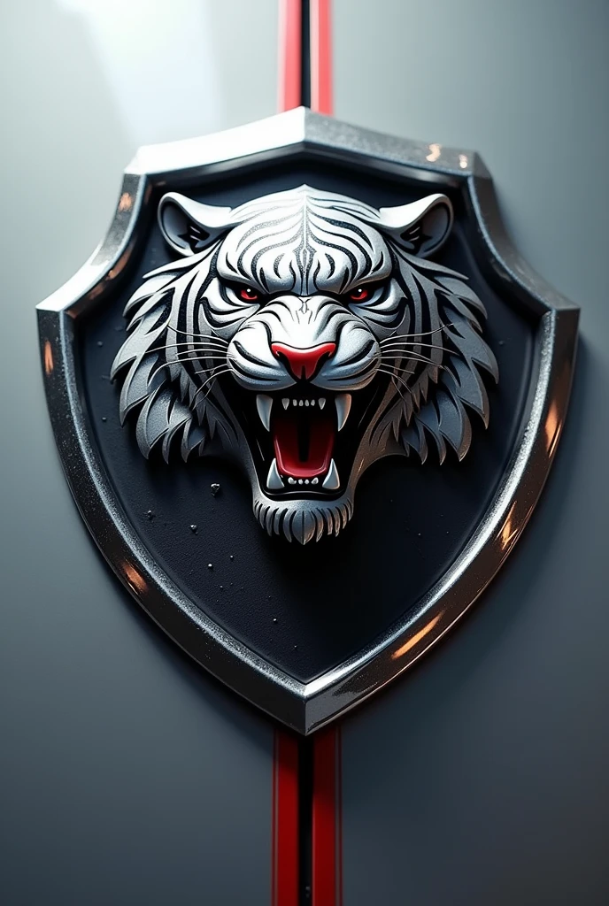 A silver symbol with a saber-toothed tiger for a car

