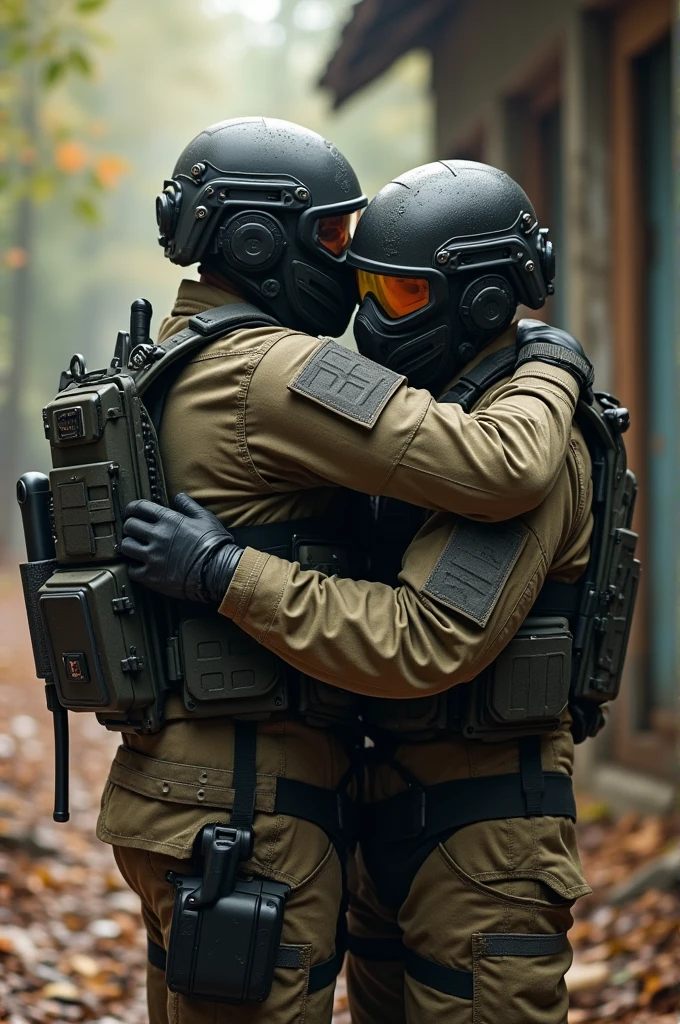 Generates an airsoft player hugging another