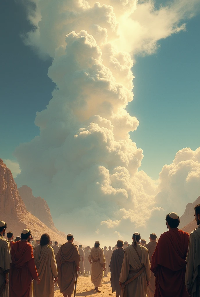 A cloud descending from the sky like a pillar in the midst of the Jewish people next image