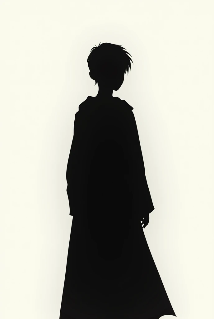 Simple 2d shadow of a magic student from behind. Just the silhouette.