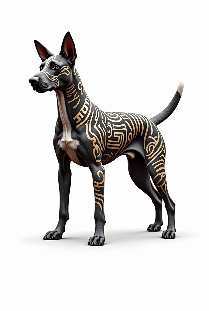 Drawing of a Show Show dog breed in Maori style on a white background for a tattoo 