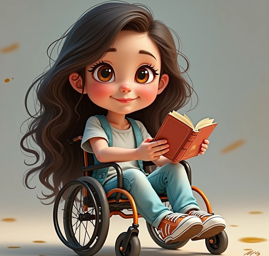 Animated Girl wheelchair 2D realistic