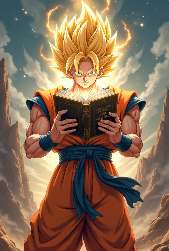 Gohan super sayadin do dragon ball z lendo a Bíblia