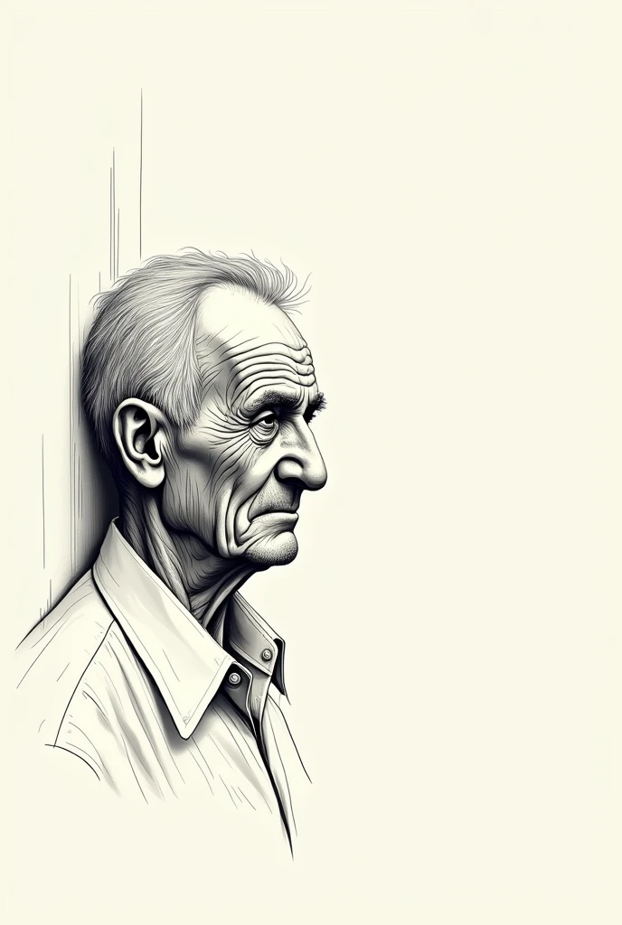 Single line drawings, scribbles, without coloring... Pinterest-style art as if it were a mold of an old man, just his features in the corner of the image