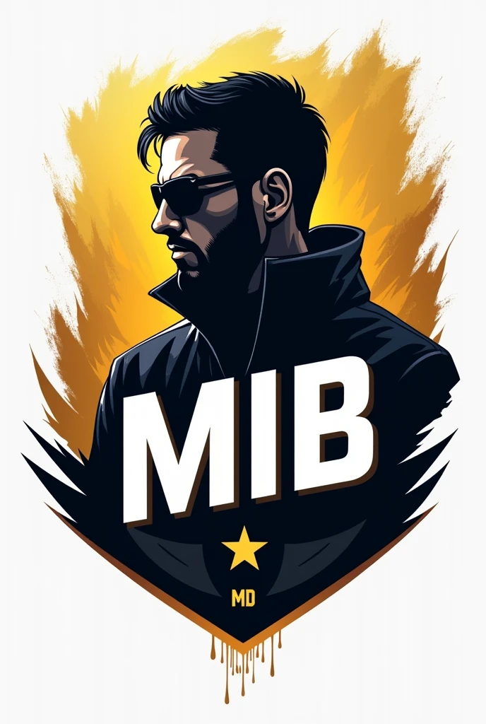 I want you to make a Free Fire sports team logo with the colors of the Real Madrid team and put the name of "MIB".