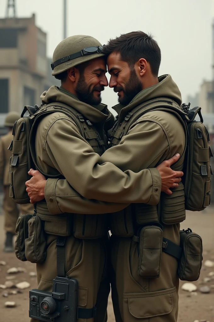 Generates a soldier hugging another