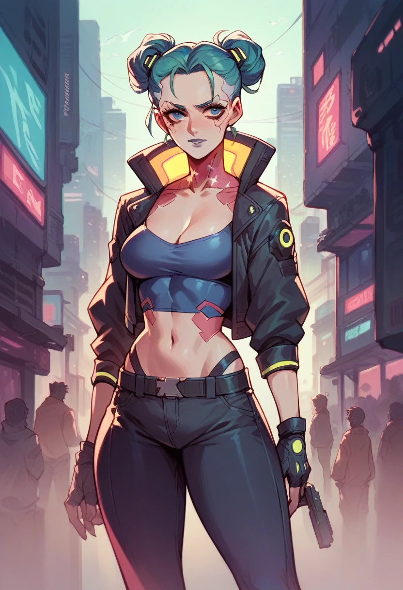 Cyberpunk lady in a city