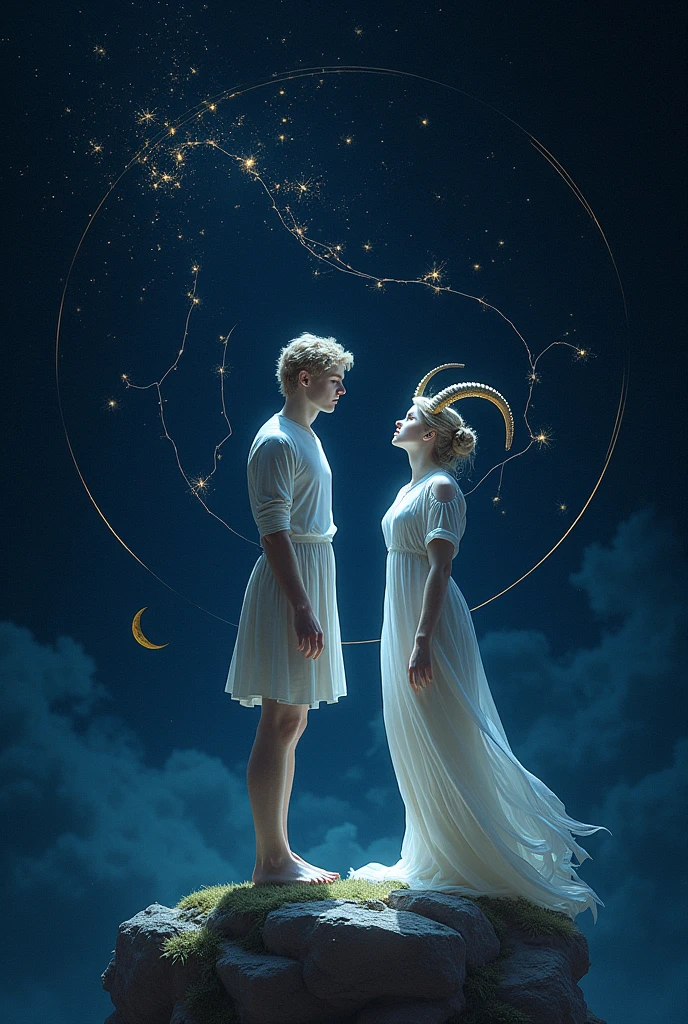 virgo (man)  and capricorn (women) constellations 