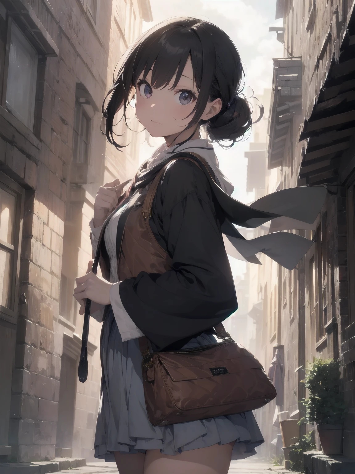 Masterpiece, Top Quality, Absurd, High Resolution, Subject Seismic, Animation Style Illustration with Mock Pause, 1 Girl, Solo, Cute random hairstyle, beautiful random expression and face, random age, slender, random clothing for situation,wizard robes, wand, magical castle, owl, spell book, (Hogwarts: 1.2), magic, wonder, (Harry Potter inspired: 1.3), mysterious atmosphere, details