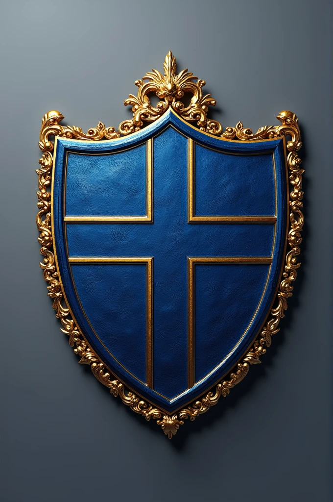crie uma imagem com um escudo em forma de cruz azul com dourado de clube de futebol e adicione o nome Lendários F. c