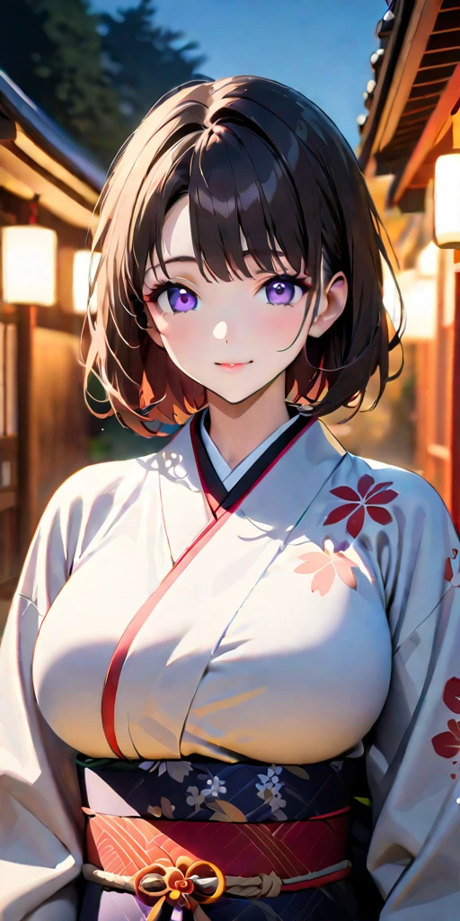 ((Highest quality、masterpiece、anime style、best quality、high resolution、8k、detailed、ultra-detailed:1.3))、Long legs:1.2, Beautiful woman with perfect figure:1.4、(Smiling:1.2), double eyelid、30-year-old female、((((One Woman,beautiful face,Beautiful face、Japanes,Japan,Riverside、Kyoto、kimono、 night,upper body:1.5)))),Big Breasts、High resolution, accurate, Anatomically correct, Winner of numerous awards, High-resolution model, high quality, Very detailed, Ultra high definition, Textured skin