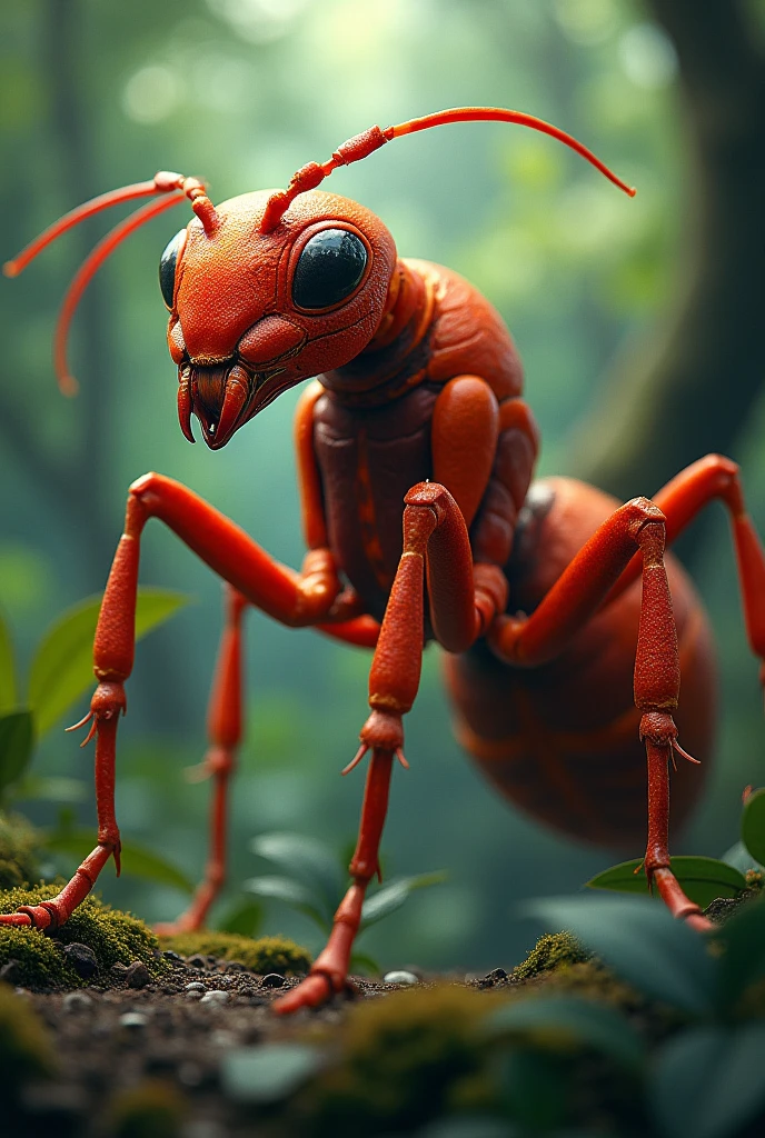 An imposing and most beautiful ant in the world, red with orange details