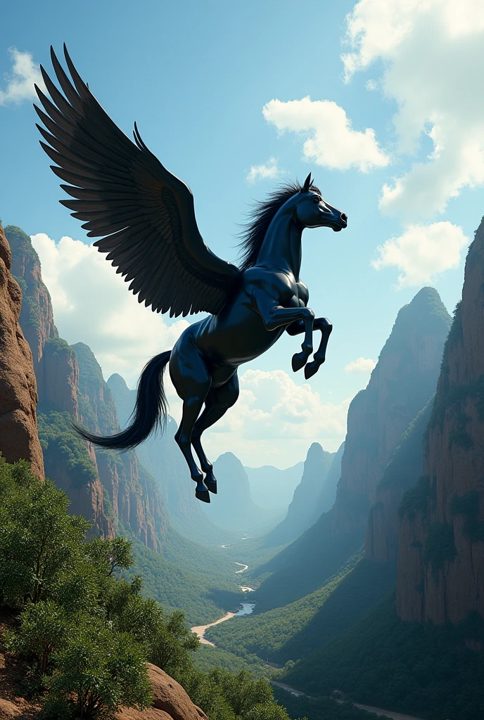 Flying black horse in Chapada dos Guimarães