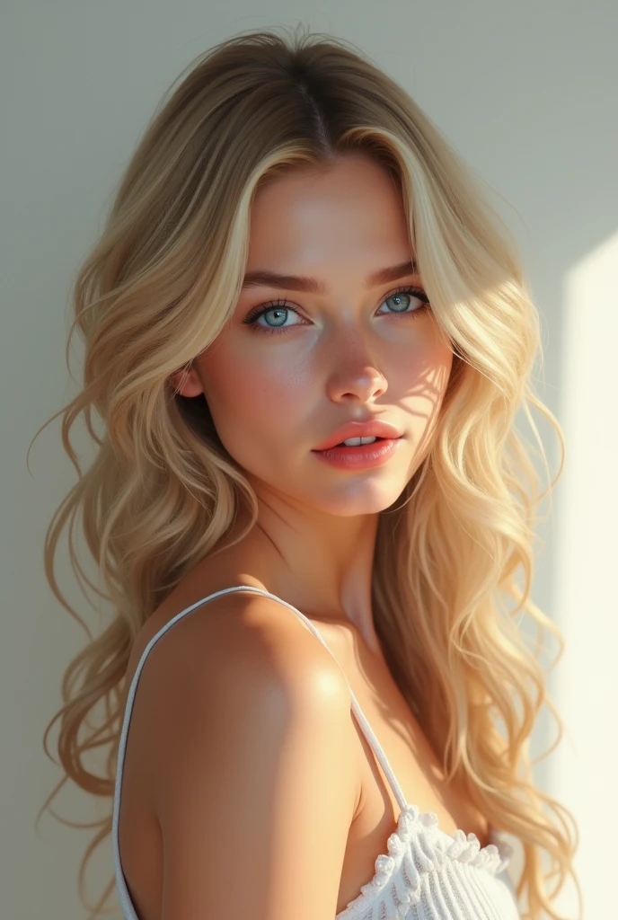 Very realistic 1 blonde woman
