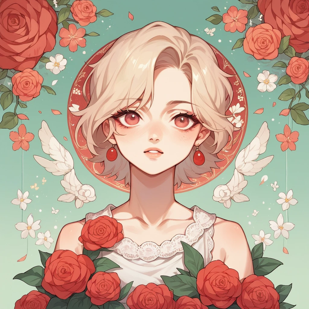 red floral background with cleanser bottle in front