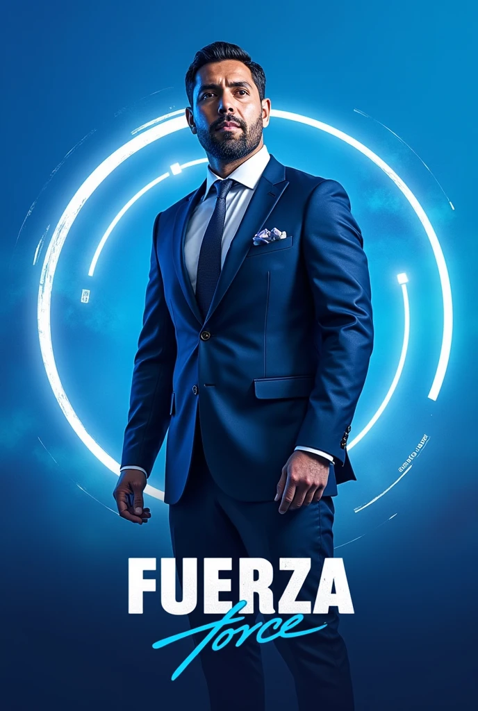 You can create a political advertising image for a political party called "force" blue color in spanish 