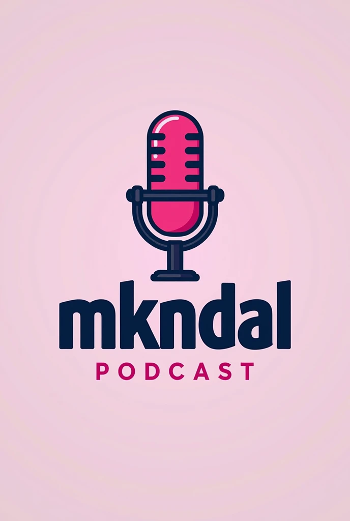 Podcast logo with name "MKNDAL" with a pink podcast microphone 