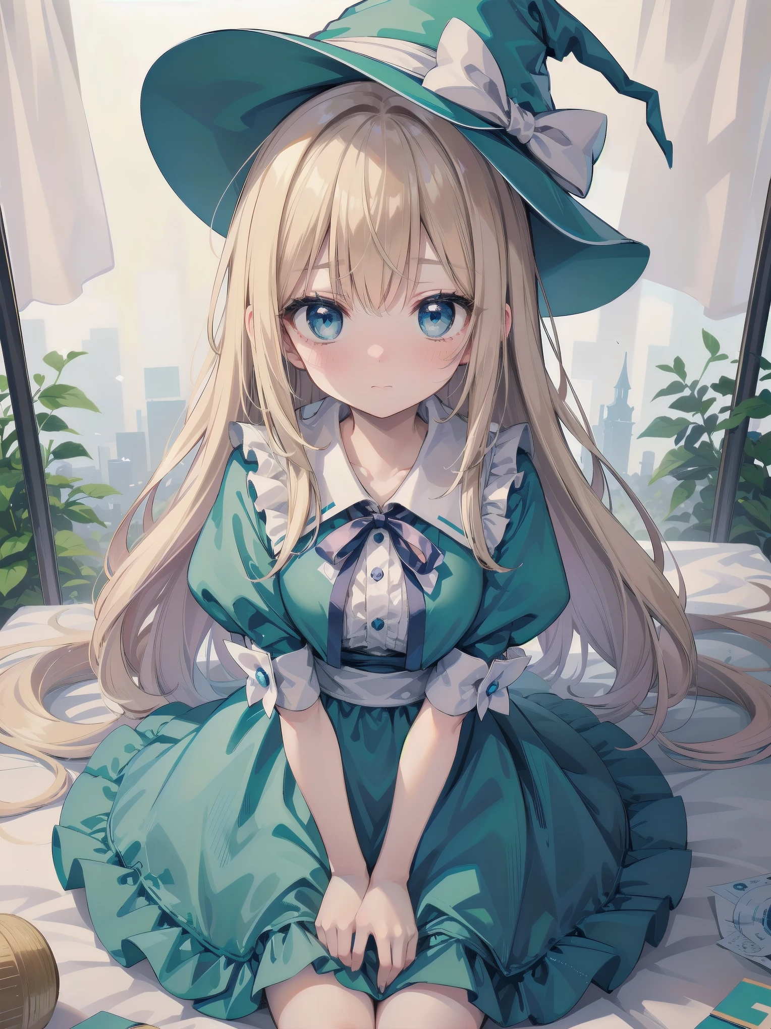 🎶, (🧙♀️), ✡, ✨(hat), , Alice in Wonderland, Alone, very beautiful, cute, adorable, embarrassed, alone, blue eyes, look at viewer, looking up, kawaii tech, pastel colors, kawaii, cute colors, Alice in Wonderland, alone, very beautiful, cute, adorable, embarrassed, alone, blue eyes