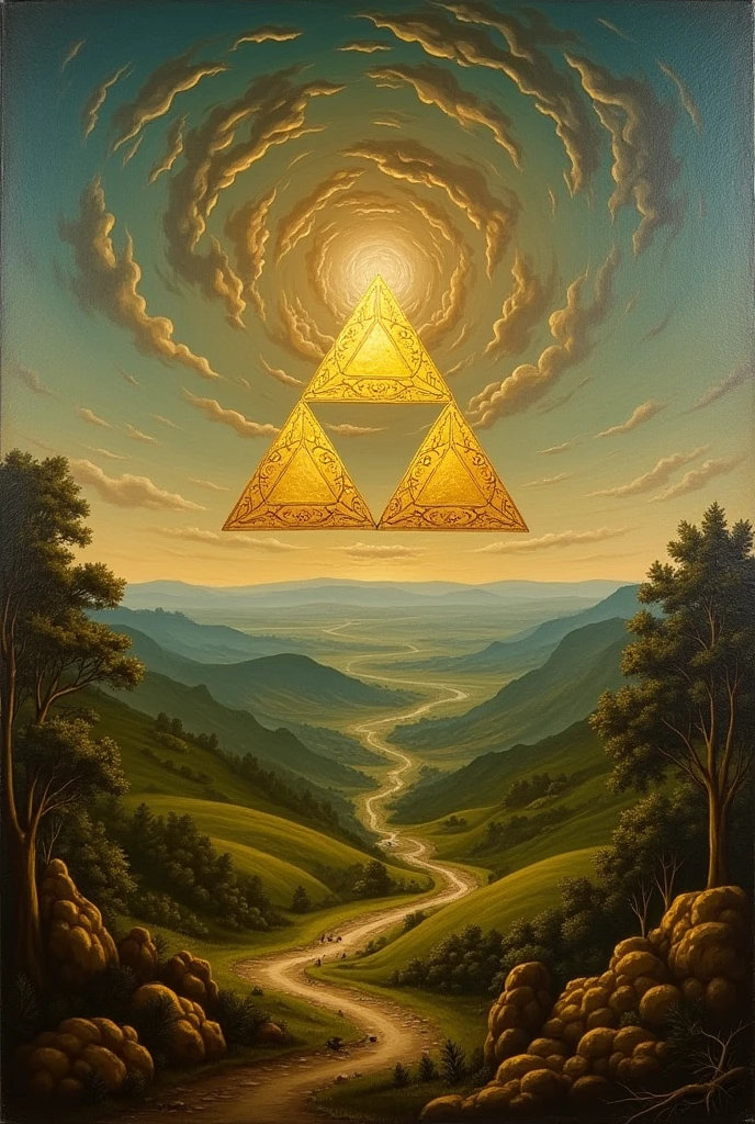 We designed a DaVinci style triforce painting