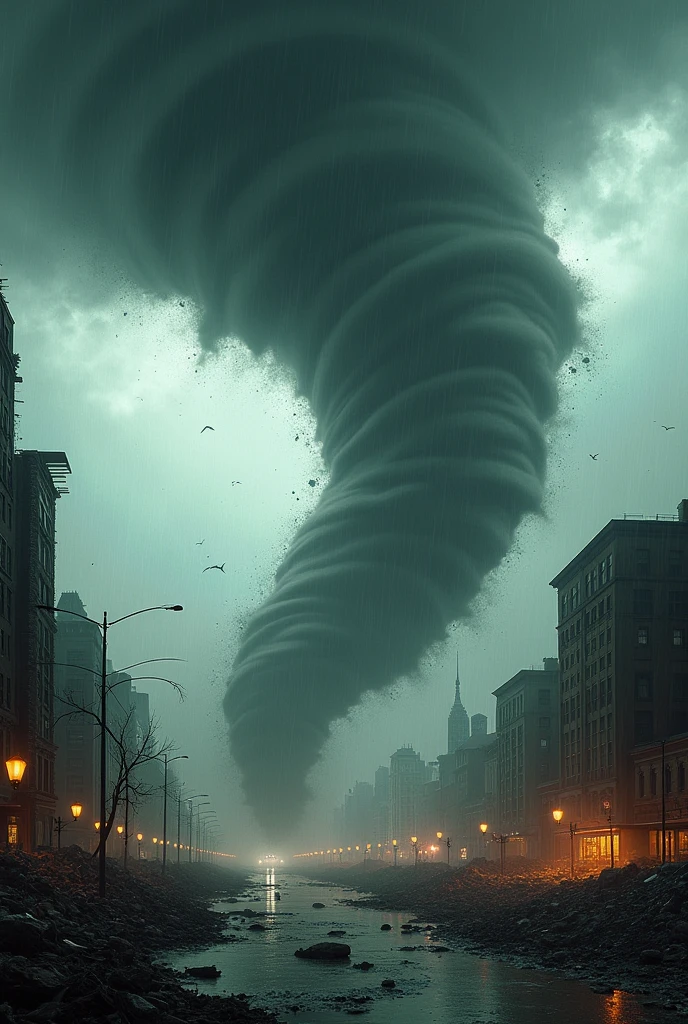 an F5 tornado destroying a city