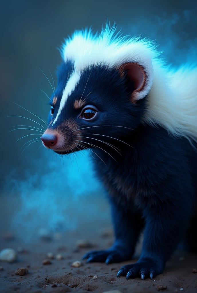 Skunk, furry, ((art by haps!)), male, hypnotic eyes, glowing, panting