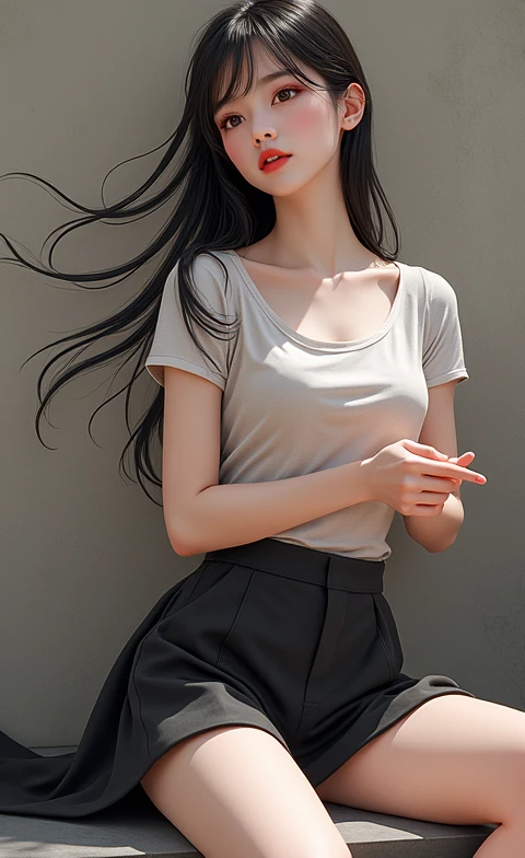 solo, Long Hair, Gaze, chest, Open your mouth a little,